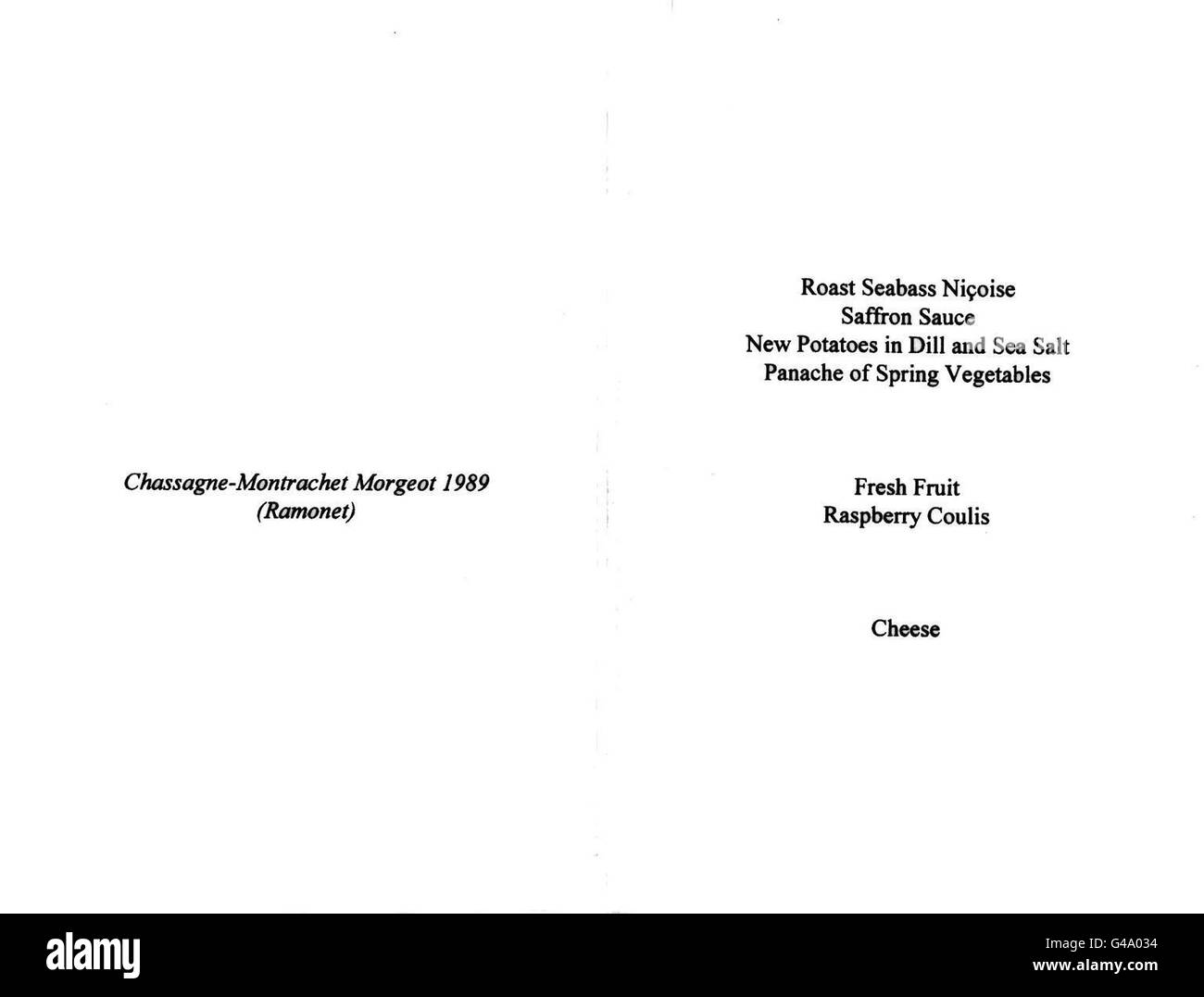 La politica UE lunch menu 2 Foto Stock