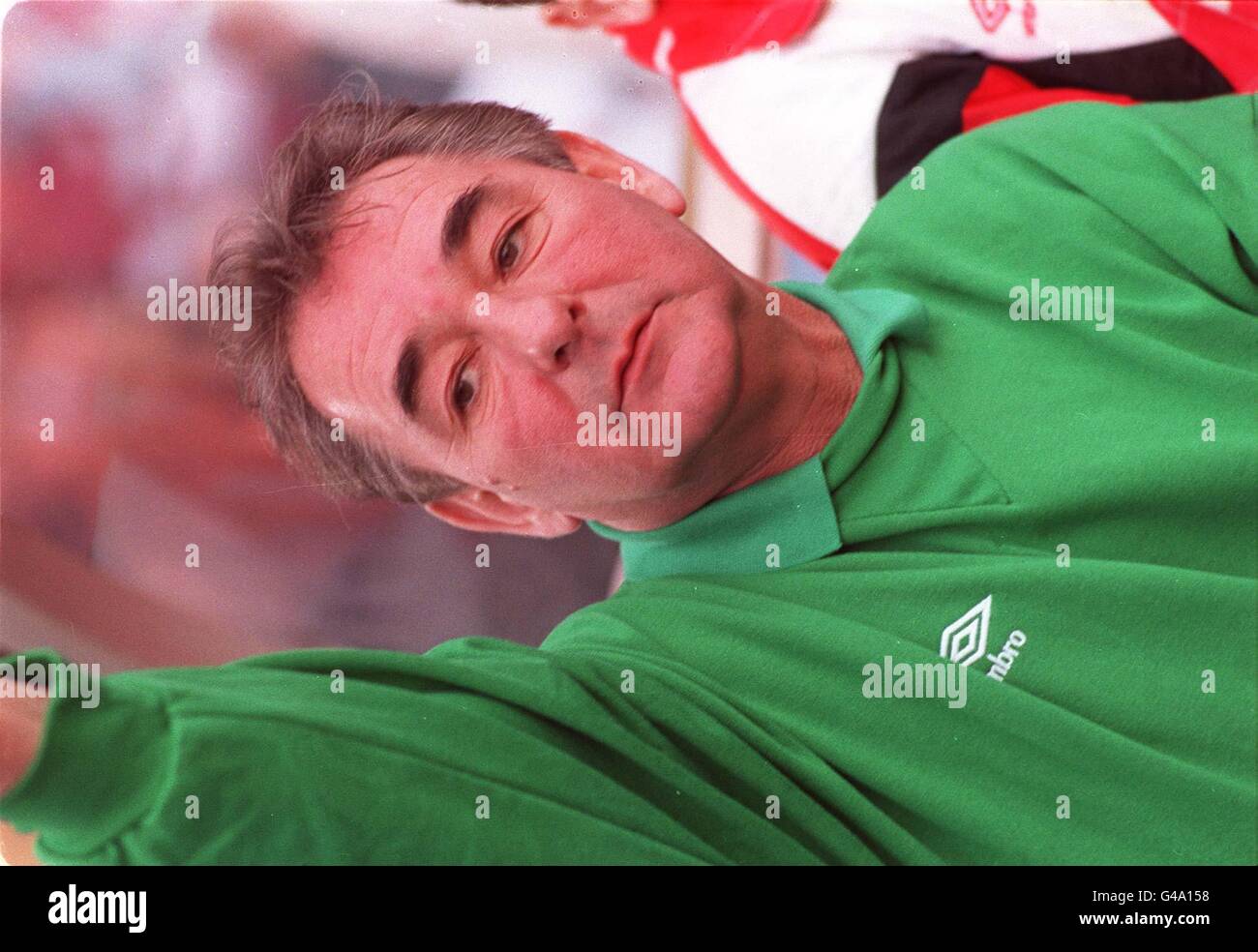 File di libreria 240221-5, datato 14.4.91. L'ex manager della foresta di Nottingham Brian Clough, che è stato oggi (Giovedi) accusato di condotta scorretta da parte della Football Association per l'accettazione di pagamenti non autorizzati sul trasferimento dei giocatori. Vedi la storia di PA SOCCER Inquiry. Foto di Adam Butler/PA Foto Stock