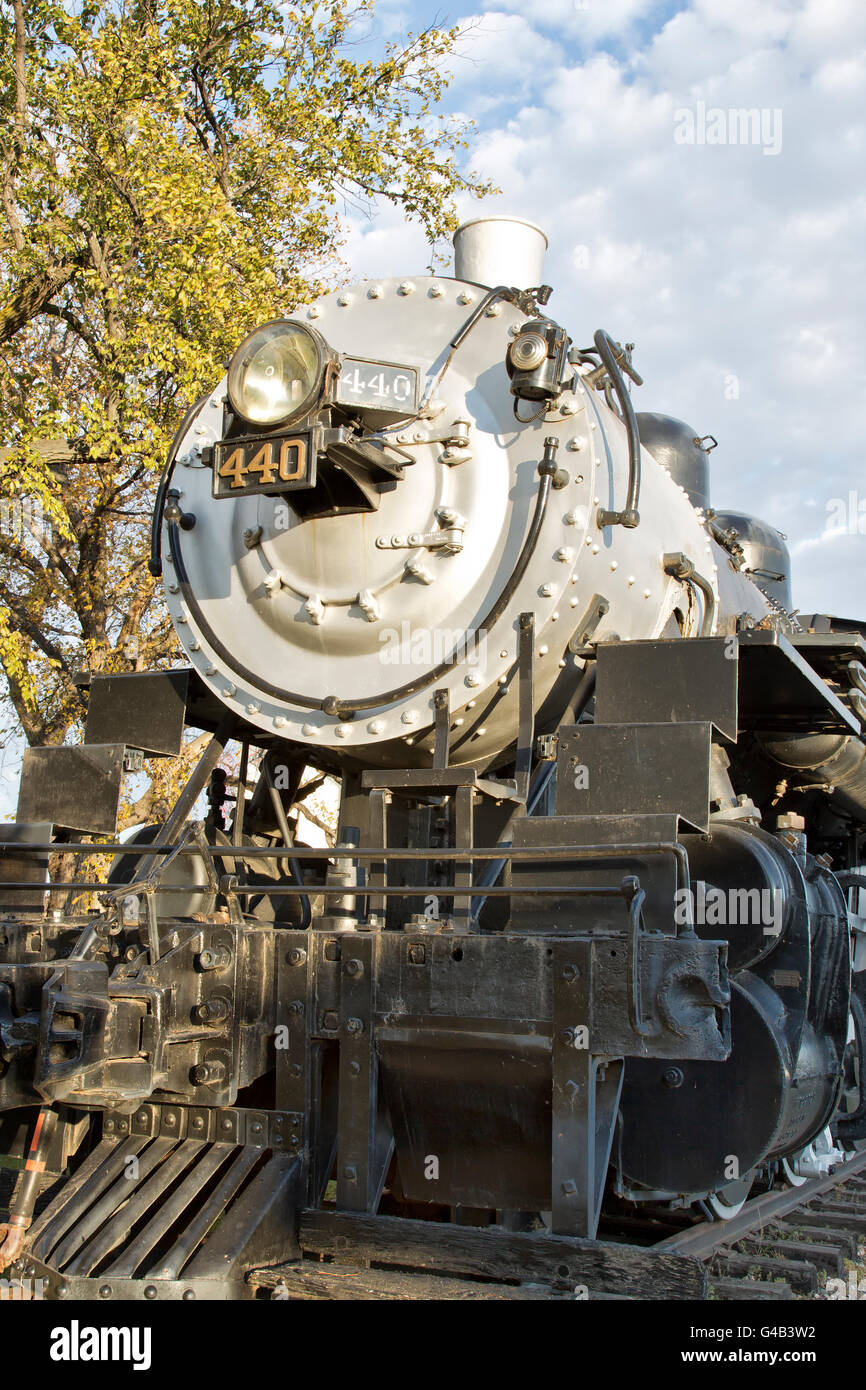 440 SooLine locomotiva a vapore in appoggio nel parco della città... Foto Stock