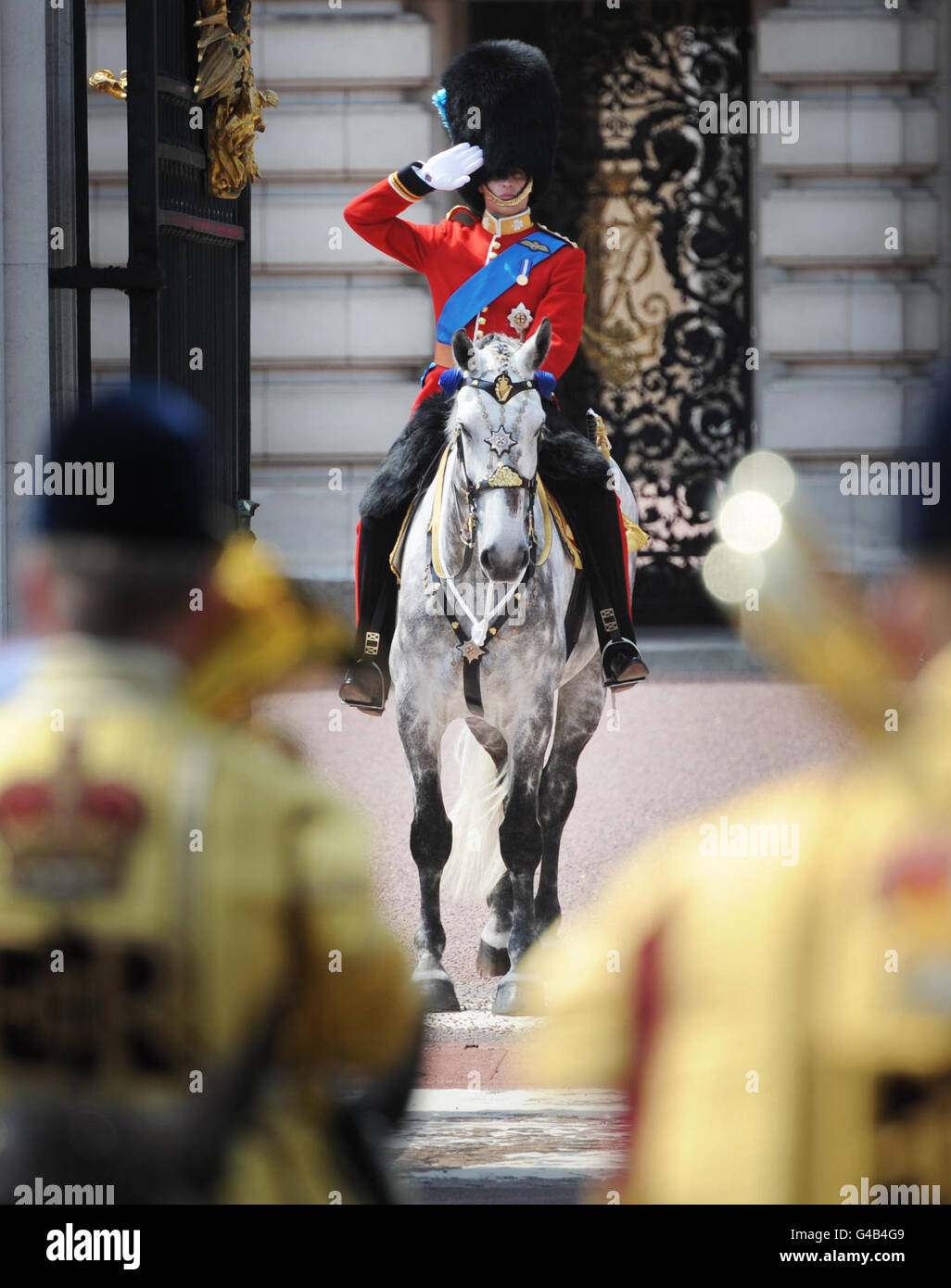 Il Duca di Cambridge frequenta la rivista del colonnello a Buckingham Palace, Londra. Foto Stock