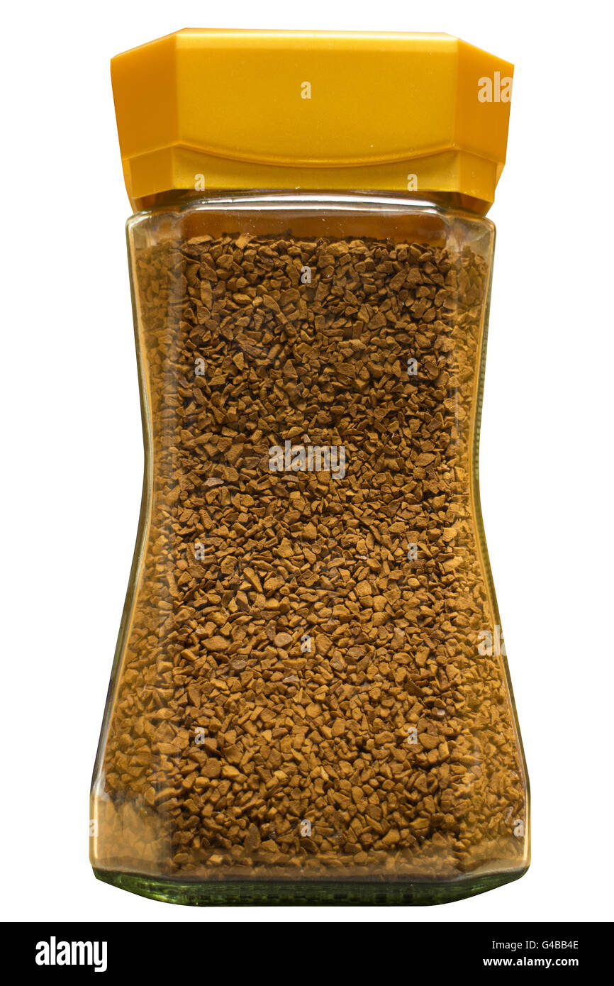 Caffè bottiglia di vetro su sfondo bianco Foto Stock