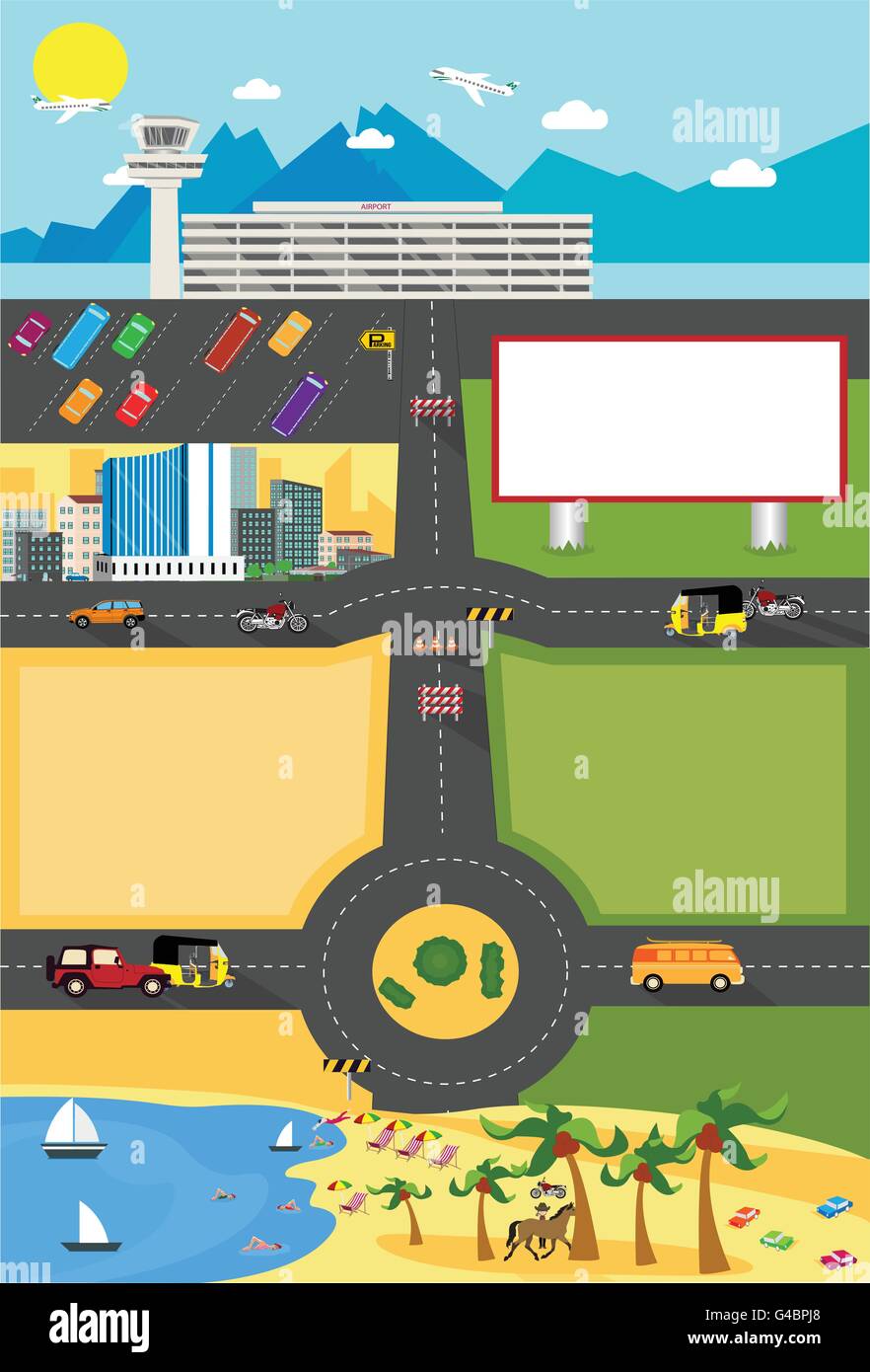 Città & Beach Ambiente Illustrazione Vettoriale