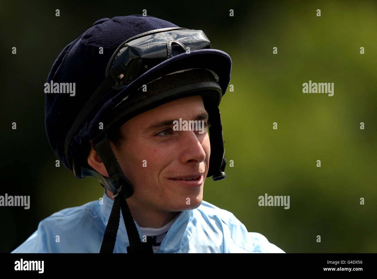 Corse di cavalli, Sandown Park. Ryan Moore, fantino Foto Stock