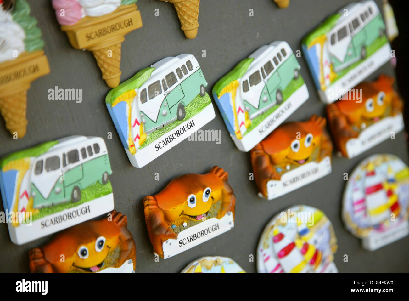 "Souvenir carborough' magneti per il frigo. Foto Stock
