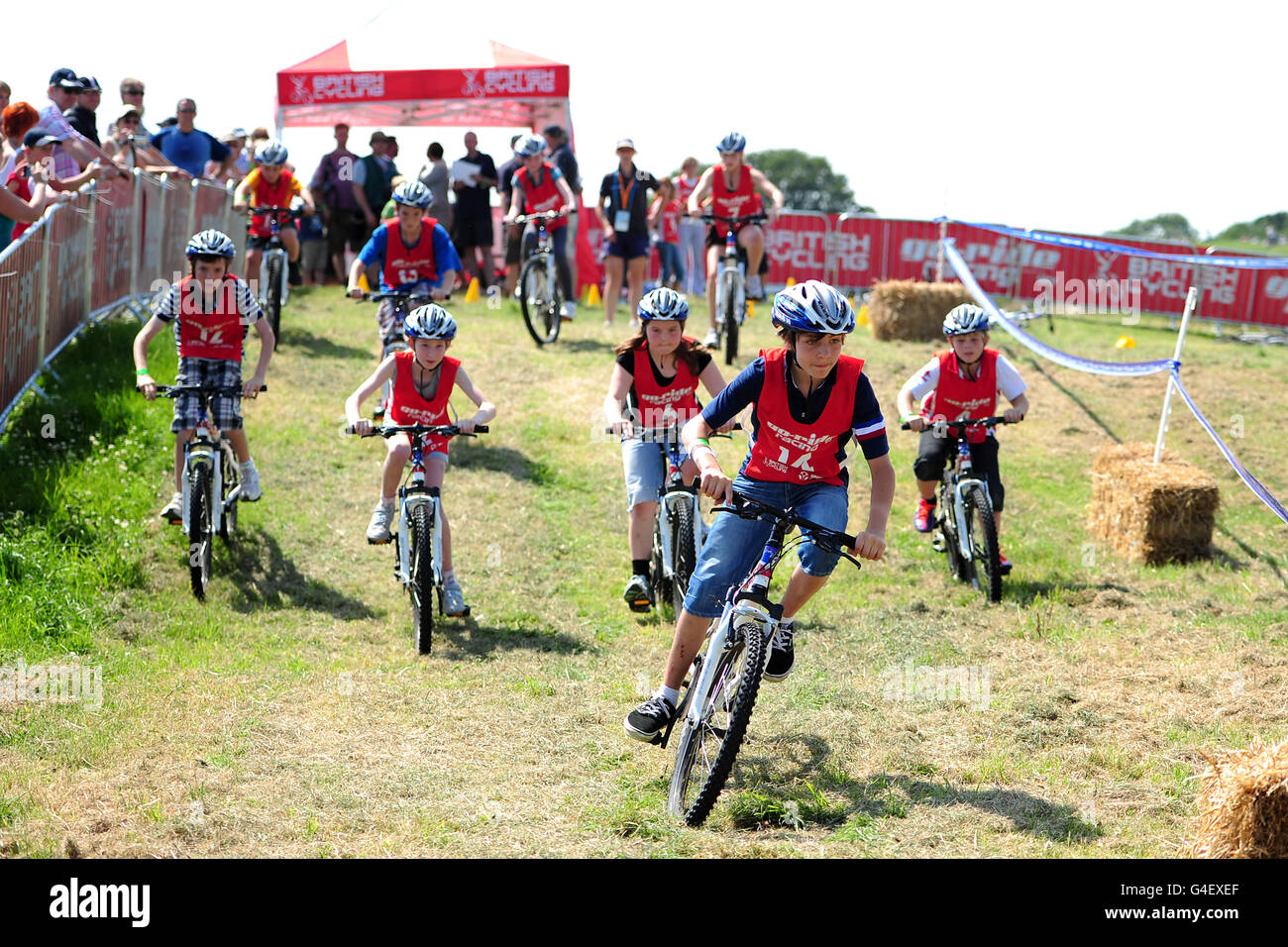 Go-Ride Racing durante il London 2012 Olympic Test Event presso Hadleigh Farm, Benfleet. Foto Stock