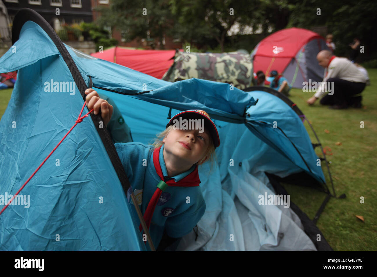 Camp a Downing Street Foto Stock