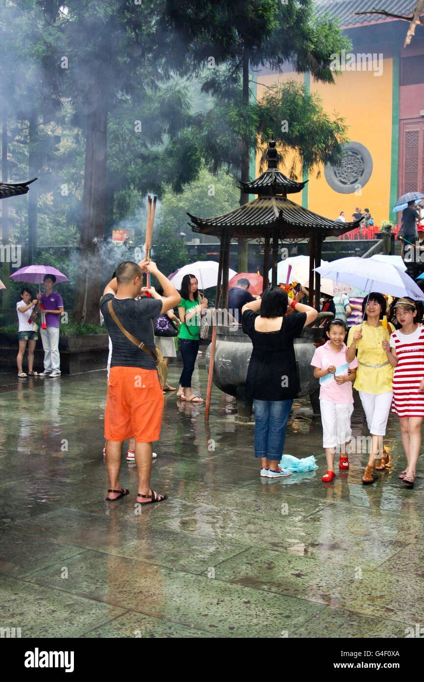 La preghiera rituale del Buddha di culto. Asia. Cina. Foto Stock