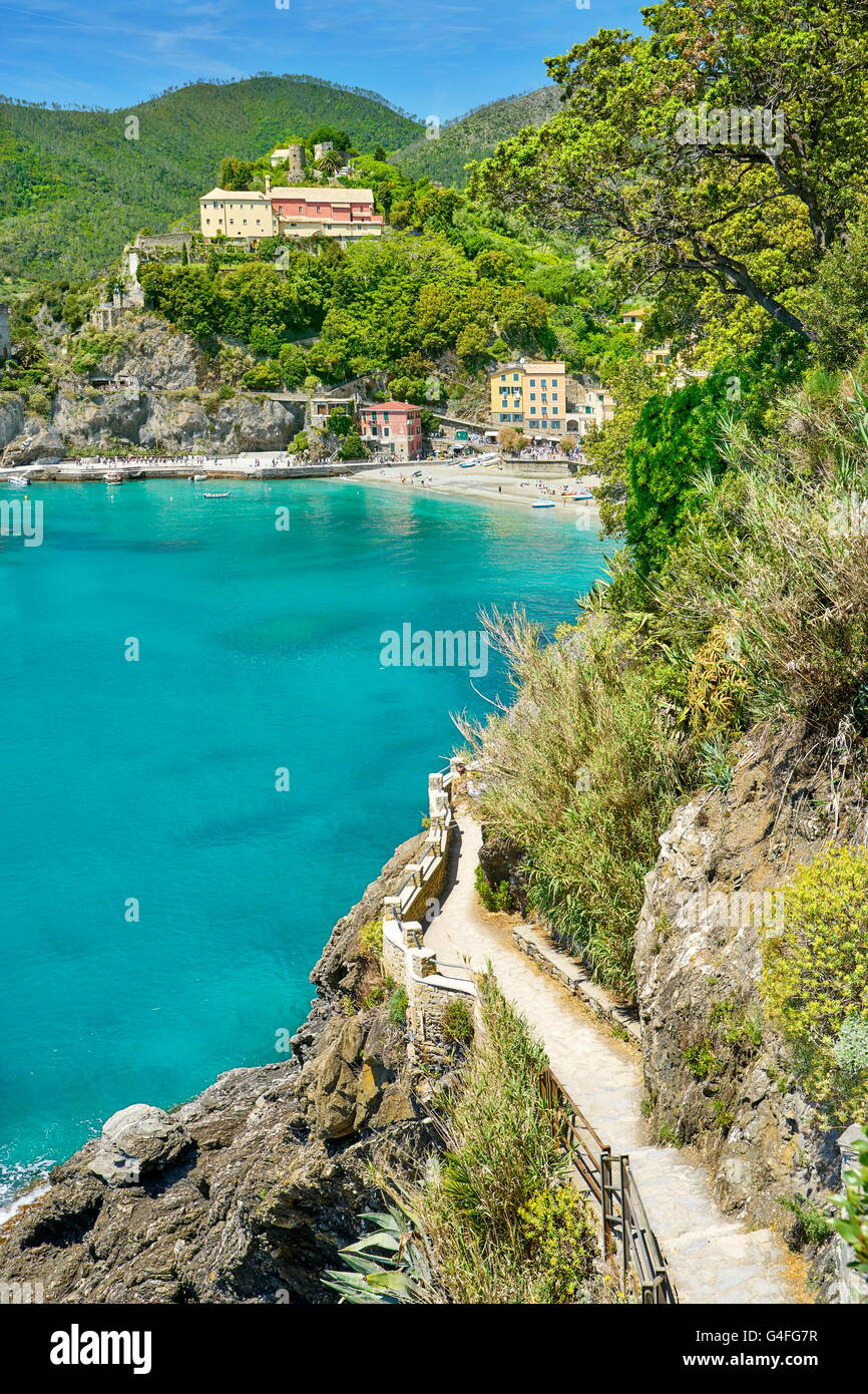 Tourist sentiero escursionistico a Monterosso, Cinque Terre Liguria, Italia Foto Stock