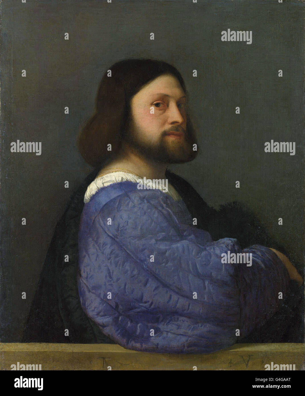 Tiziano - un uomo con una sleeve trapuntato Foto Stock