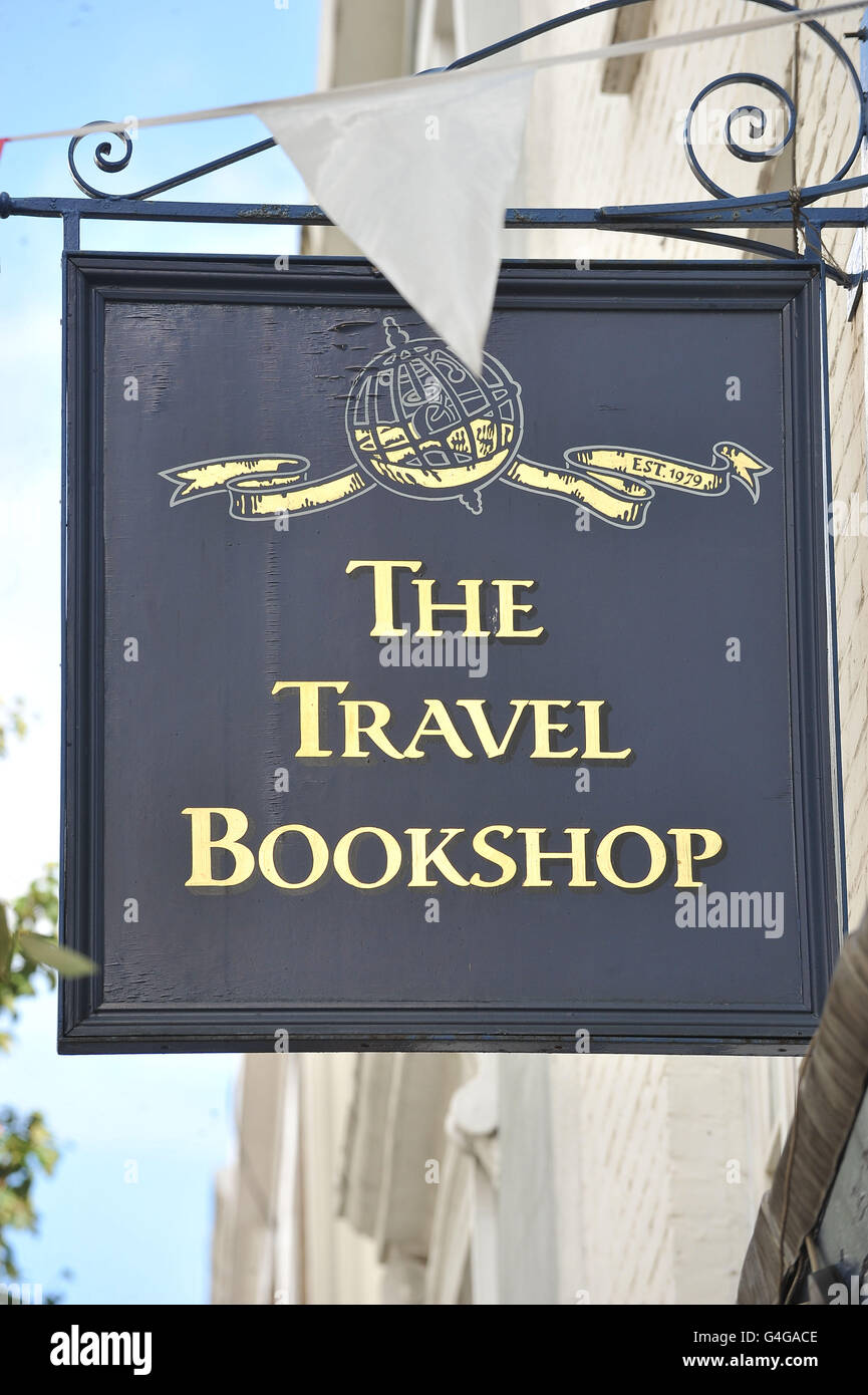 The Travel Bookshop, a Notting Hill, Londra, che ha fatto parte del film Notting Hill. Foto Stock