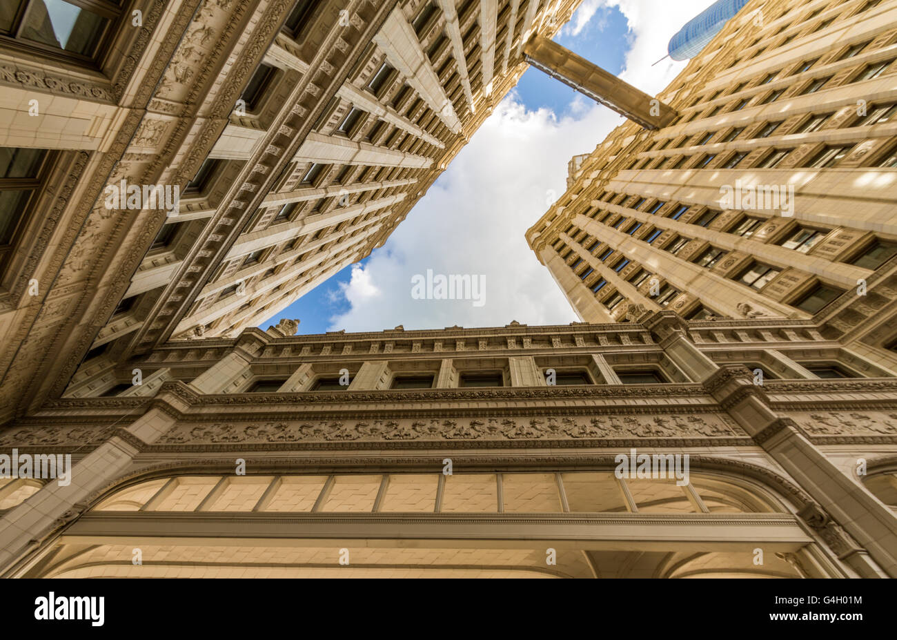 River Walk con urban grattacieli di Chicago, Stati Uniti 2016 Foto Stock