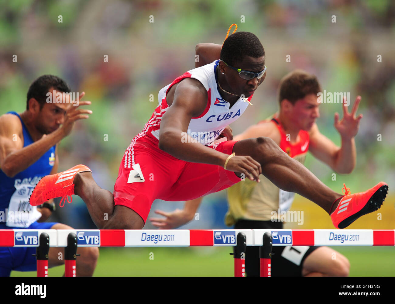 Atletica - Campionati del mondo IAAF 2011 - Day Two - Daegu. Dayron Robles di Cuba durante gli Hobble Heats degli uomini di 110 m. Foto Stock