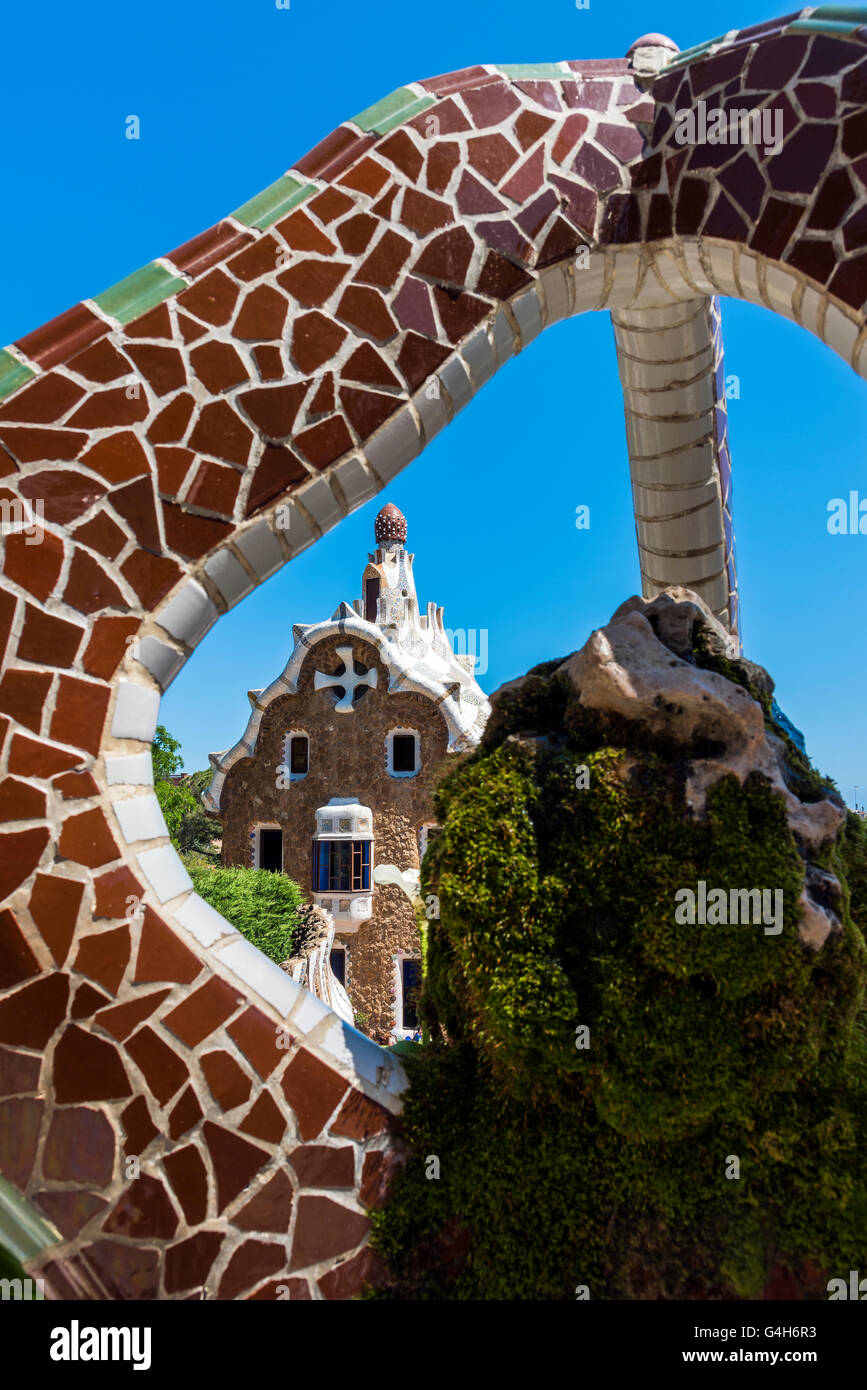 Parco Guell, Barcellona, in Catalogna, Spagna Foto Stock