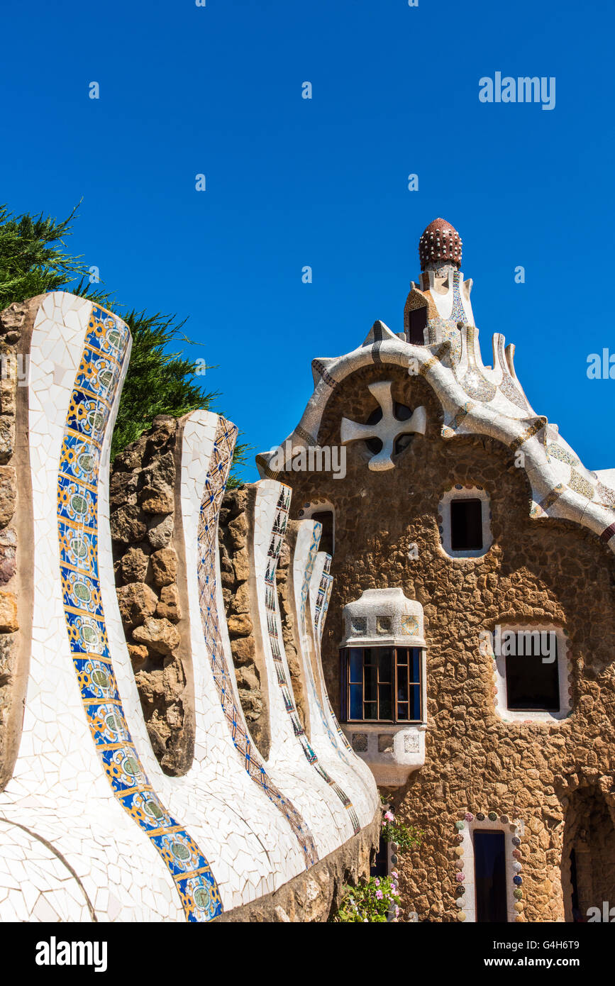 Parco Guell, Barcellona, in Catalogna, Spagna Foto Stock
