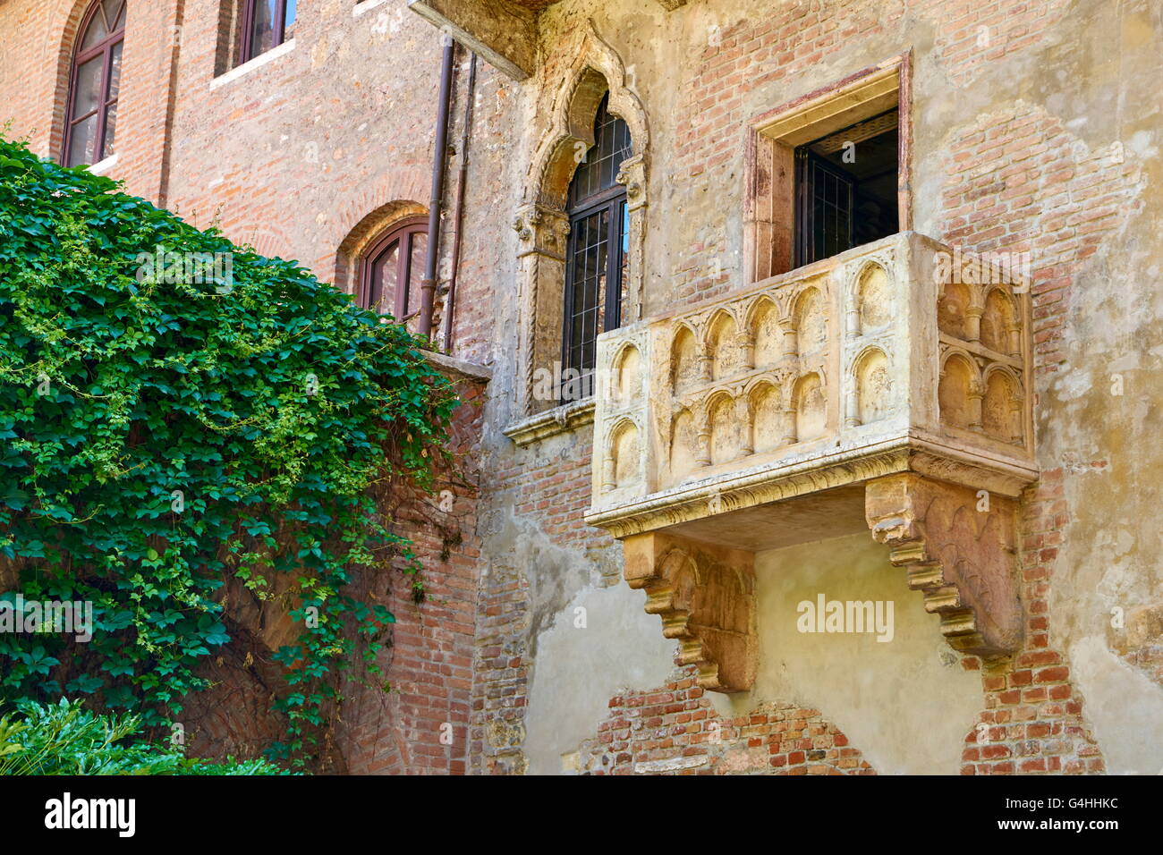 Romeo e Giulietta balcone, la città vecchia di Verona, regione Veneto, Italia Foto Stock
