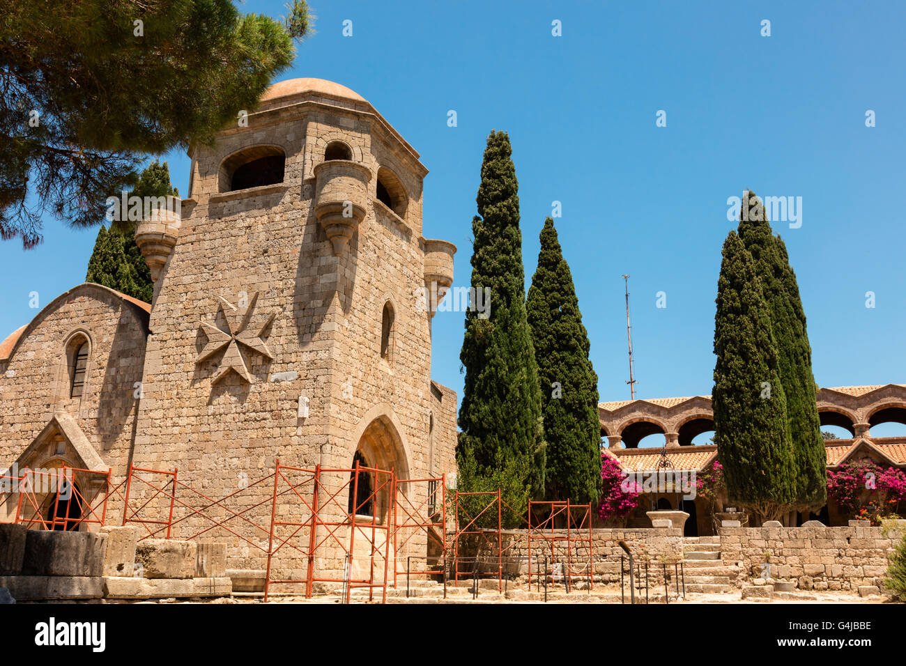 Il monastero di Filerimos fu costruito nel XV secolo dai Cavalieri di San Giovanni sull'isola di Rodi. Foto Stock