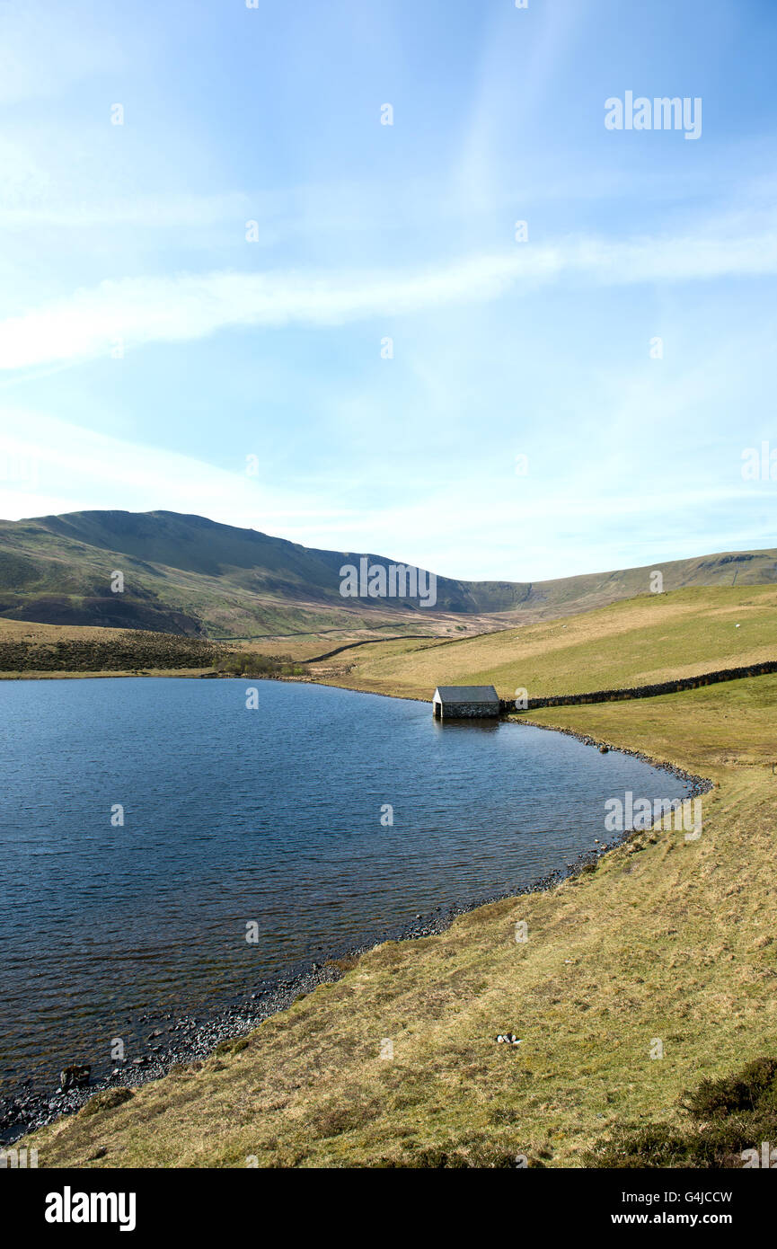 Lago Creggennen con boat house Foto Stock