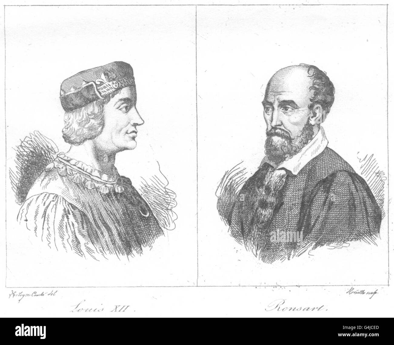 LOIR-et-Cher: Luigi XII; Ronsart, antica stampa 1835 Foto Stock