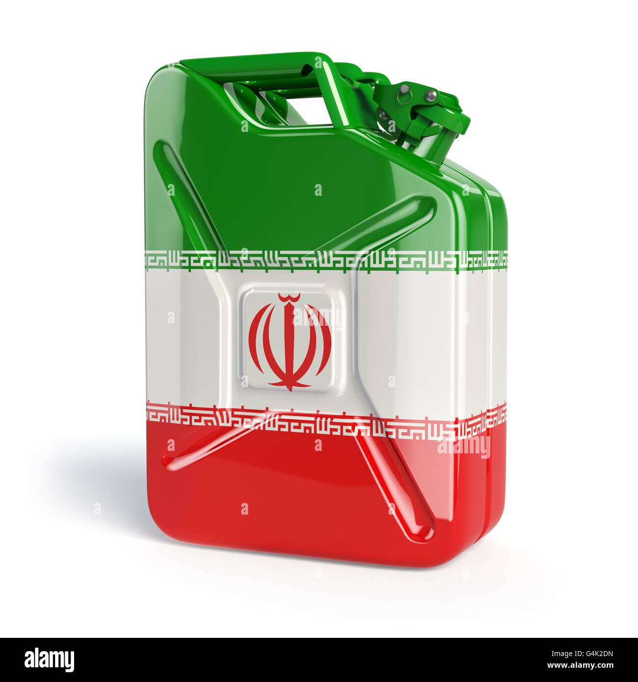 Olio di Iran. Bandiera iraniana dipinta sul gas può. 3d illustrazione Foto Stock
