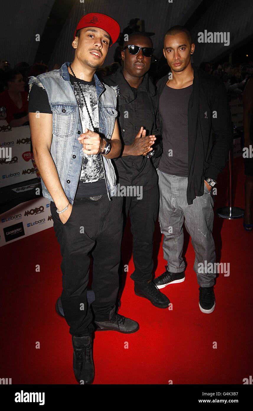 Pierre Joseph, Mark Asari e Cairo Woodword di Encore in arrivo per il MOBO Awards 2011, al SECC, Glasgow, G3 8YW. Foto Stock