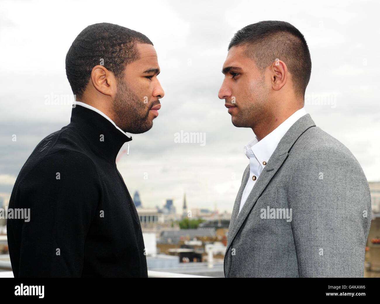 Boxing - Amir Khan e Lamont Peterson Conferenza stampa - Mayfair Hotel Foto Stock