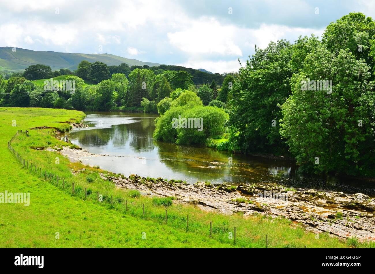 Fiume wharfe grassington Yorkshire Dales Foto Stock