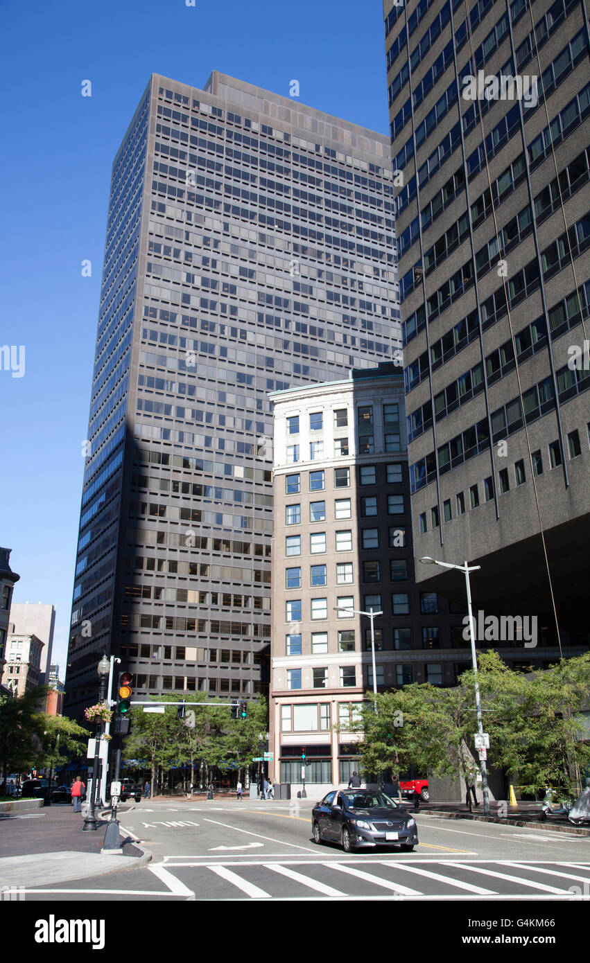 Sunny strade del centro di Boston (Massachusetts). Foto Stock