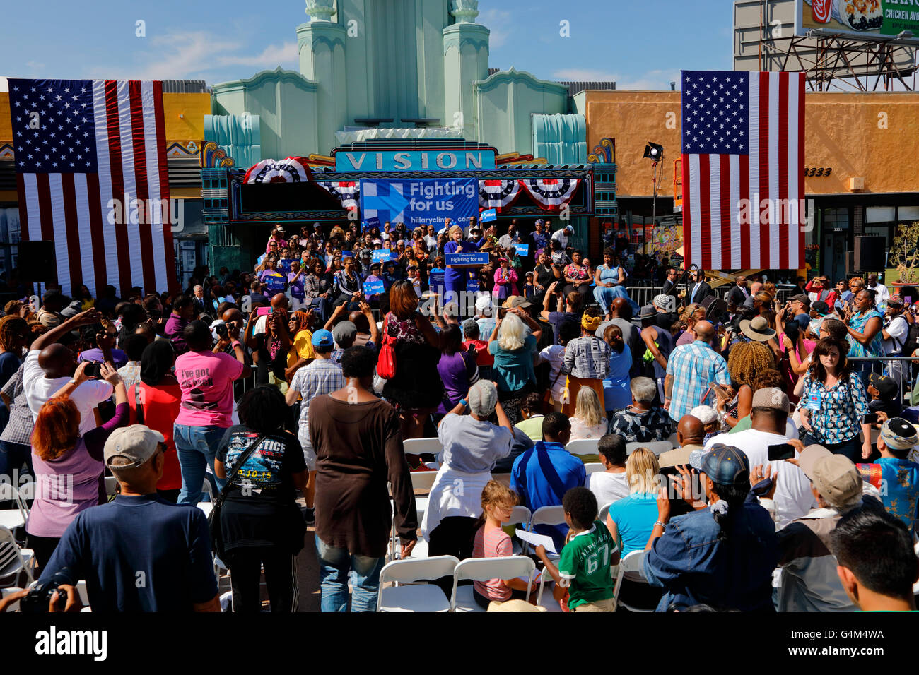 Elezioni presidenziali Hillary Clinton assiste 'uscire il voto" rally, Los Angeles Foto Stock