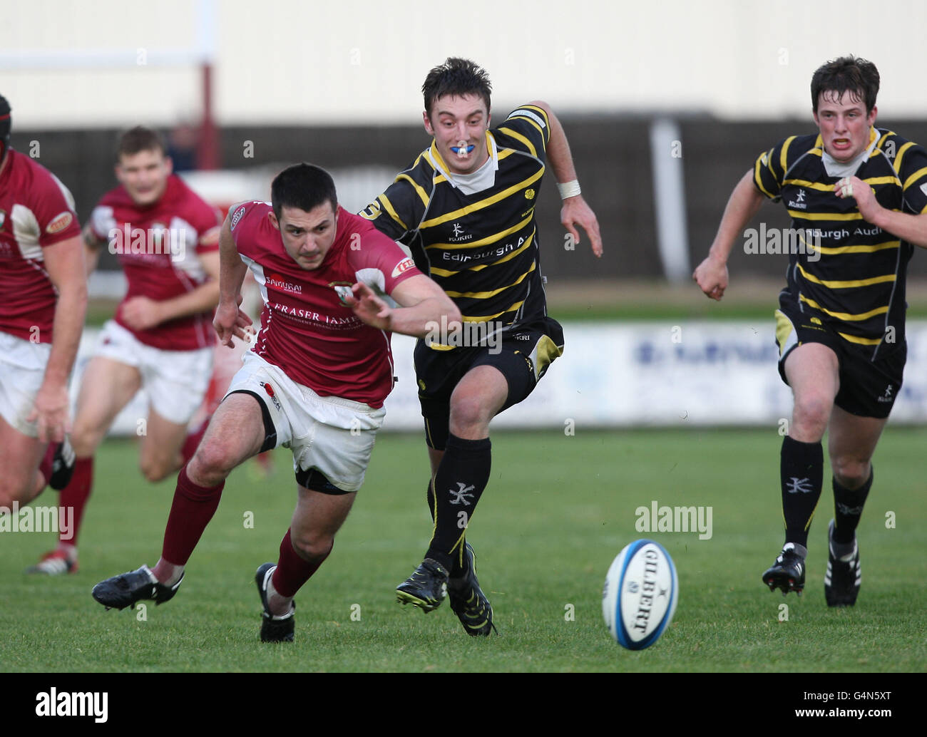 Rugby Union - RBS Premier 1 League - Gala / Melrose - Netherdale. George Graham di Gala durante la partita della lega RBS Premier 1 a Netherdale, Galashiels. Foto Stock