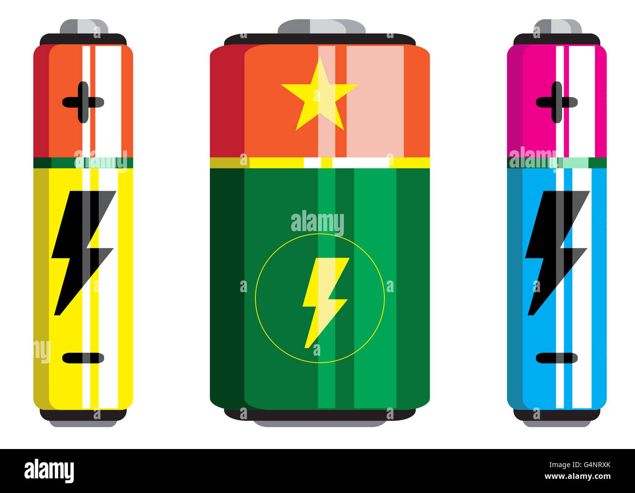 Icona della batteria, batteria vettore, batteria icone isolato Foto Stock