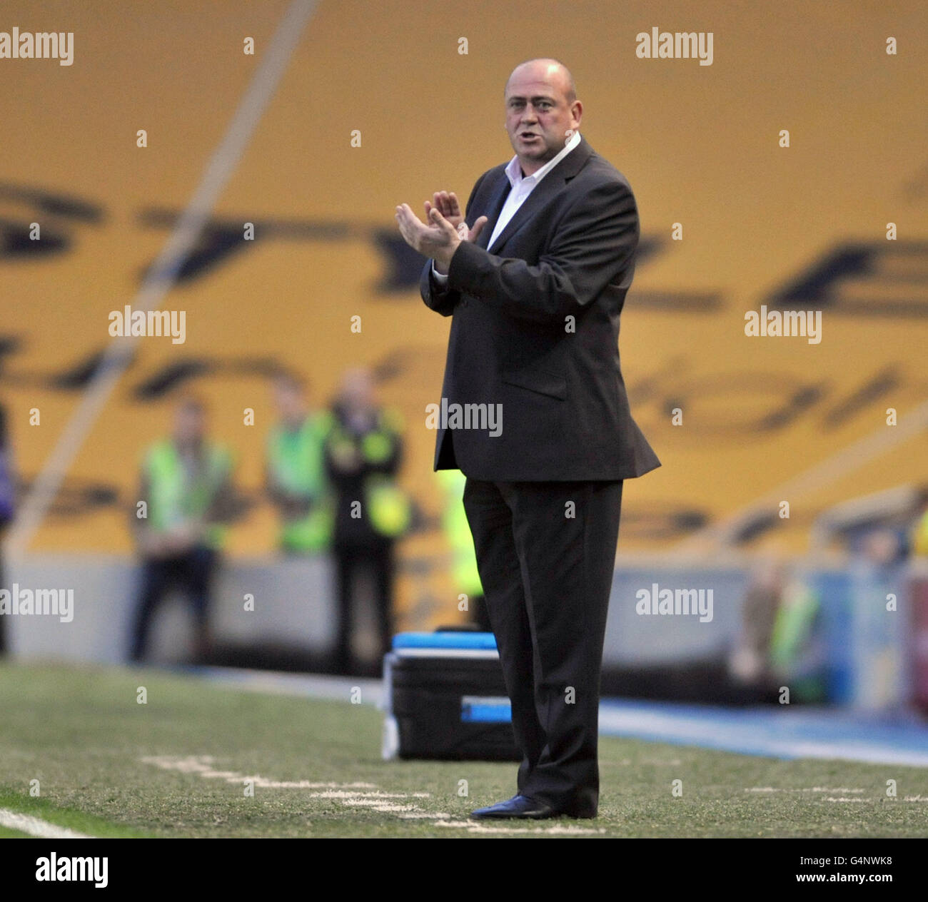 Il manager di Coventry City Andy Thorn sulla linea touch durante la partita del campionato Npower Football League all'AMEX Stadium di Brighton. Foto Stock