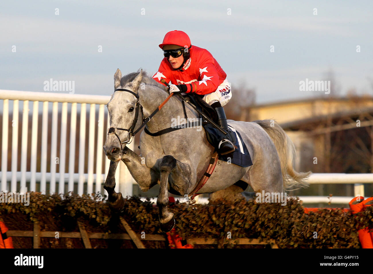 Empire Levant, guidato da Harry Derham nello Sportingbet sponsorizza il Conditional Jockeys Championship handicap hurdle a New bury racecourse. Giovedì 24 2011 novembre. Il credito fotografico dovrebbe essere: David Davies/PA Wire Foto Stock