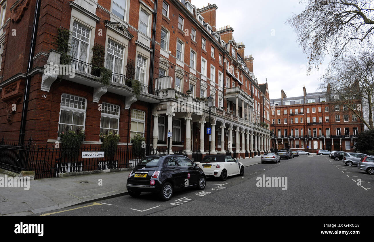 Una vista generale di Cadogan Square, Kensington e Chelsea, Londra, che compare nella lista delle strade residenziali più costose in Inghilterra e Galles, secondo Lloyds TSB. Foto Stock
