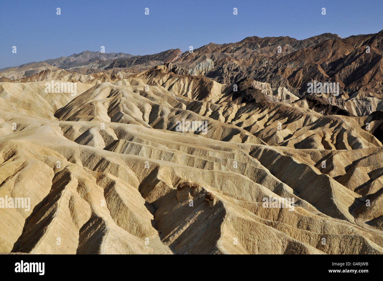 Paesaggio eroso a Zabriskie Point, Parco Nazionale della Valle della Morte, CALIFORNIA, STATI UNITI D'AMERICA Foto Stock