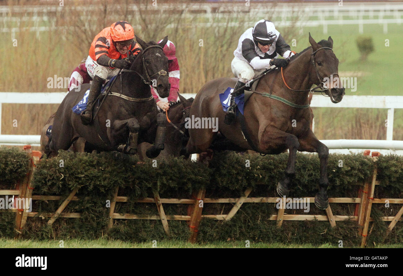 Jetson guidato da Robbie Power (a sinistra) salta l'ultimo per vincere l'ostacolo Pertemps handicap durante il Festival di Natale all'ippodromo di Leopardstown, Dublino, Irlanda. Foto Stock