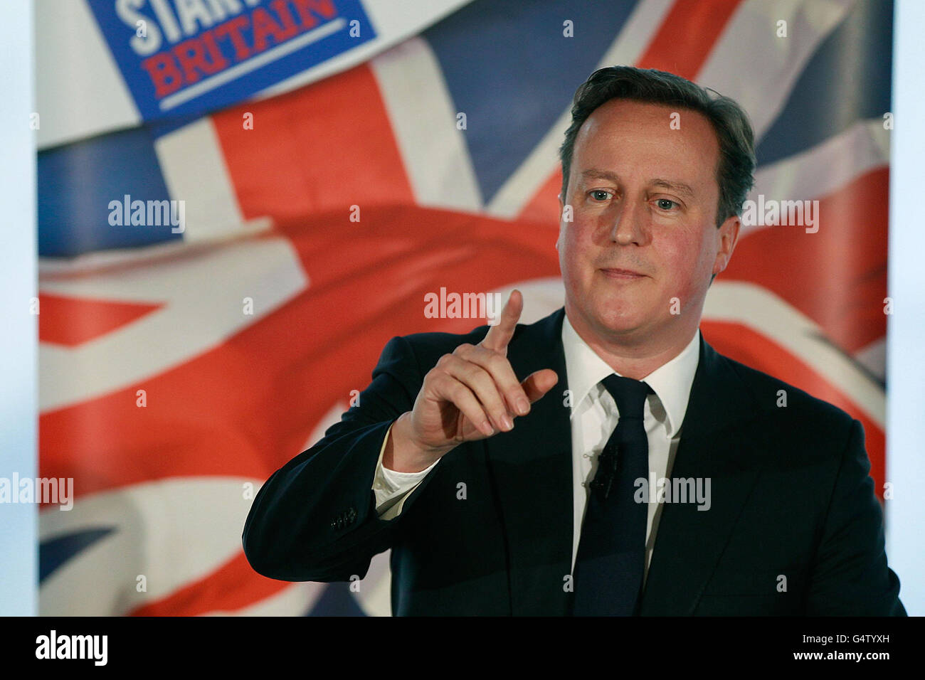 Cameron discorso sull'economia Foto Stock