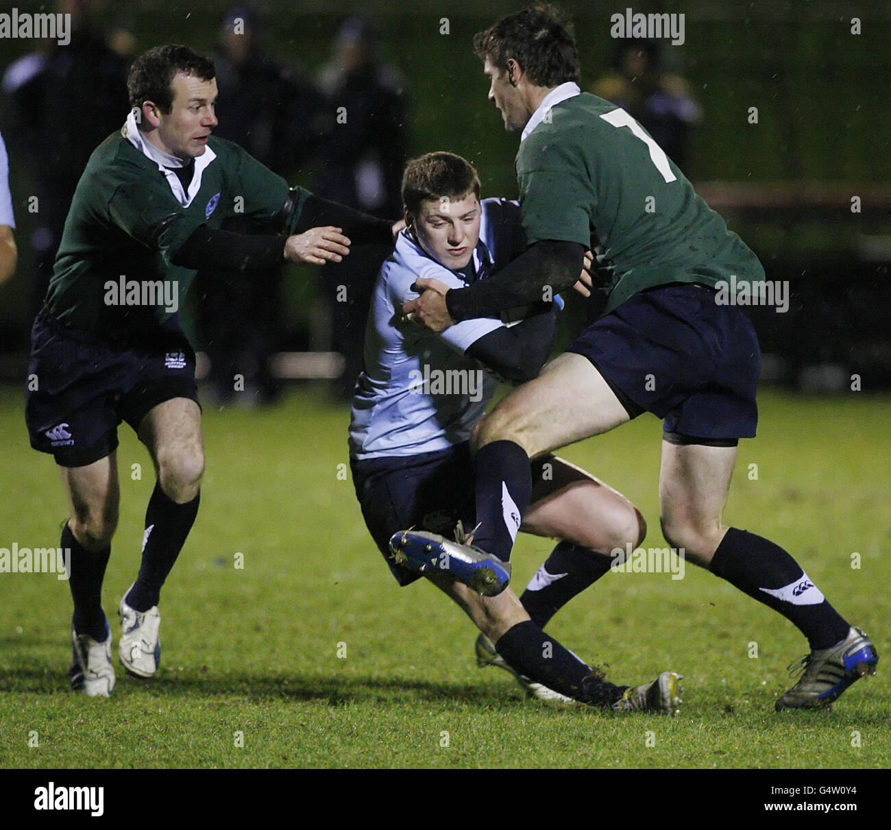 Azione di incontro generale dalla partita amichevole a Murrayfield, Edimburgo tra la Scozia U20 contro Scotland Club XV . PREMERE ASSOCIAZIONE foto. Data immagine: Giovedì 19 gennaio 2012. Il credito fotografico dovrebbe essere: Danny Lawson/PA Wire Foto Stock