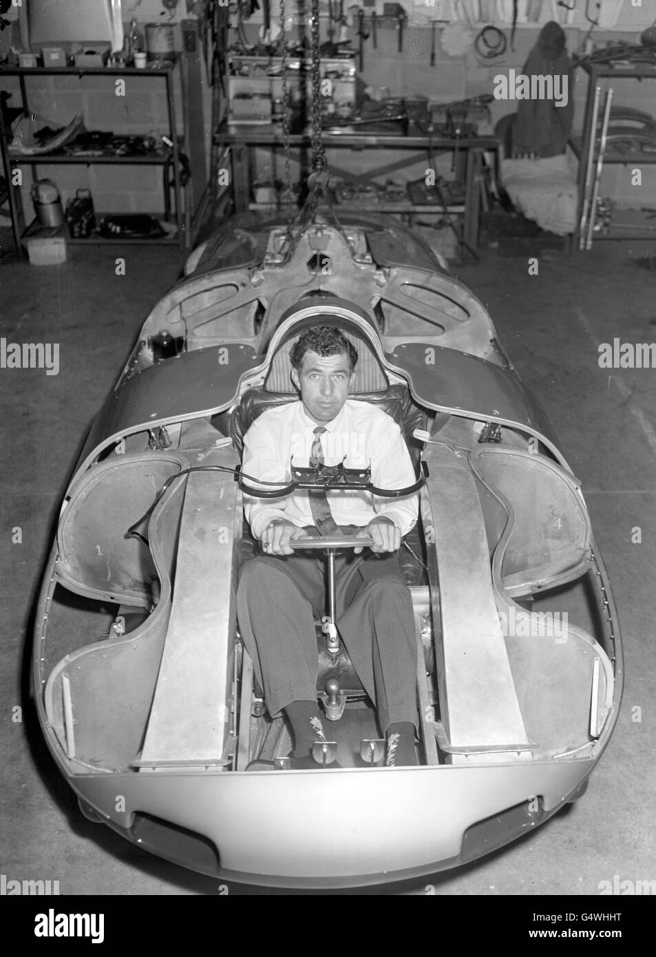 Motor Sport - Carroll Shelby - Bonneville Speedway tentativo di record - BMC macchina funziona, Berkshire Foto Stock