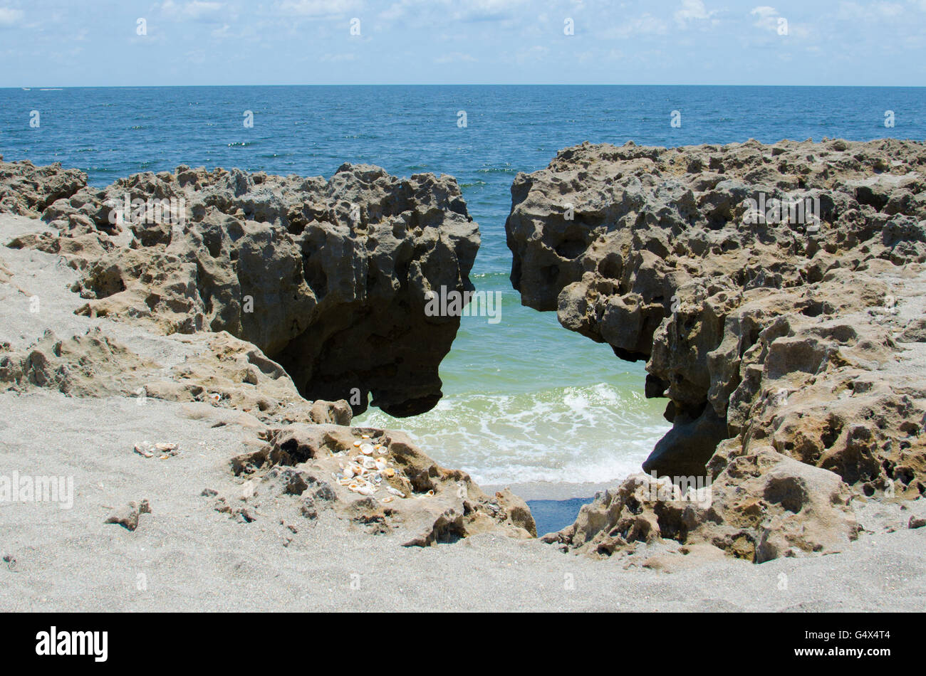 Rocce di soffiaggio preservare Hobe Sound , Indian River Lagoon, Giove Beach Florida Foto Stock