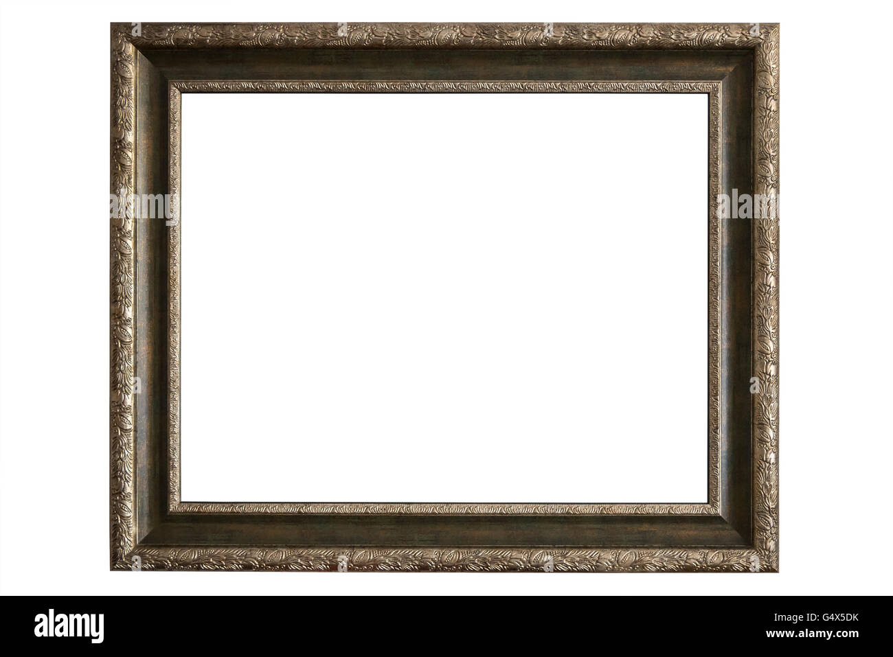 Ottone picture frame isolati su sfondo bianco con tracciato di ritaglio Foto Stock