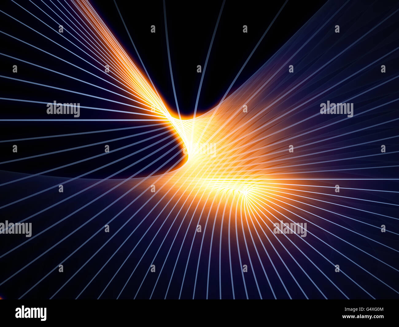 Mondi di griglia due serie. Sfondo del frattale incandescente le linee della griglia su sfondo nero sul tema della geometria, matematica Foto Stock