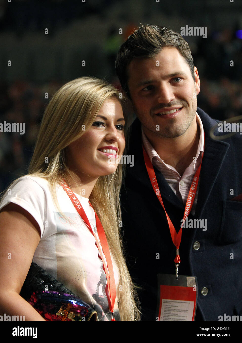 Mark Wright, membro del cast di TOWIE, durante il titolo europeo di James DeGale all'Echo Arena di Liverpool. Foto Stock