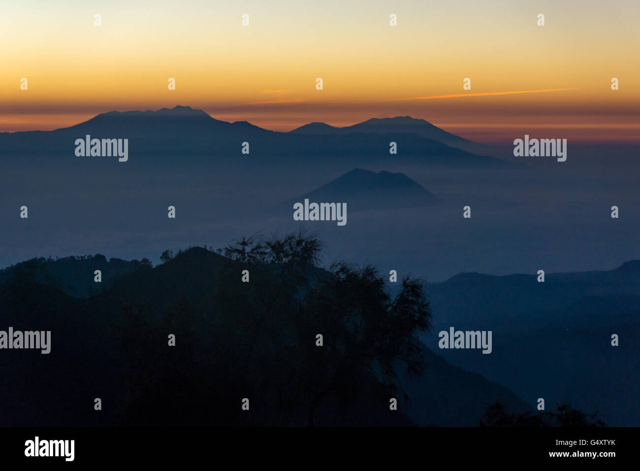 Indonesia, Java, Pasuruan, sunrise al vulcano Bromo Foto Stock