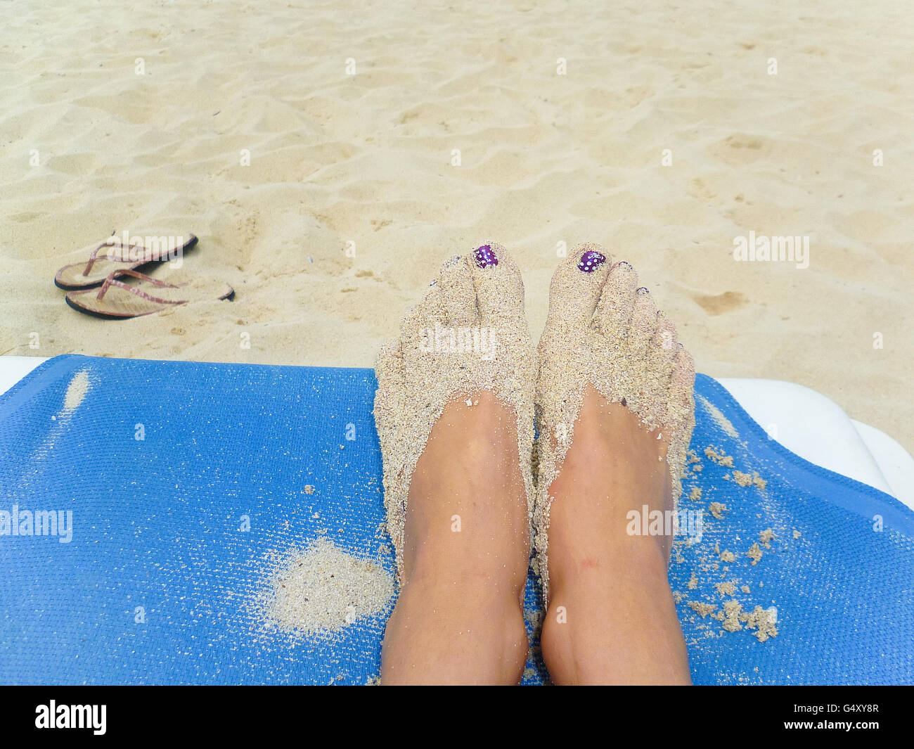 Repubblica Dominicana, La Altagracia, Los Melones, piedi levigato con sabbia Foto Stock