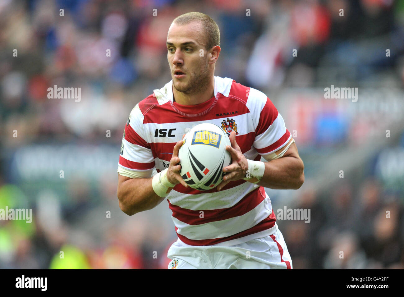 Rugby League - Stobart Super League - Wigan Warriors / Huddersfield Giants - DW Stadium. Lee Mossop, Guerrieri Wigan Foto Stock