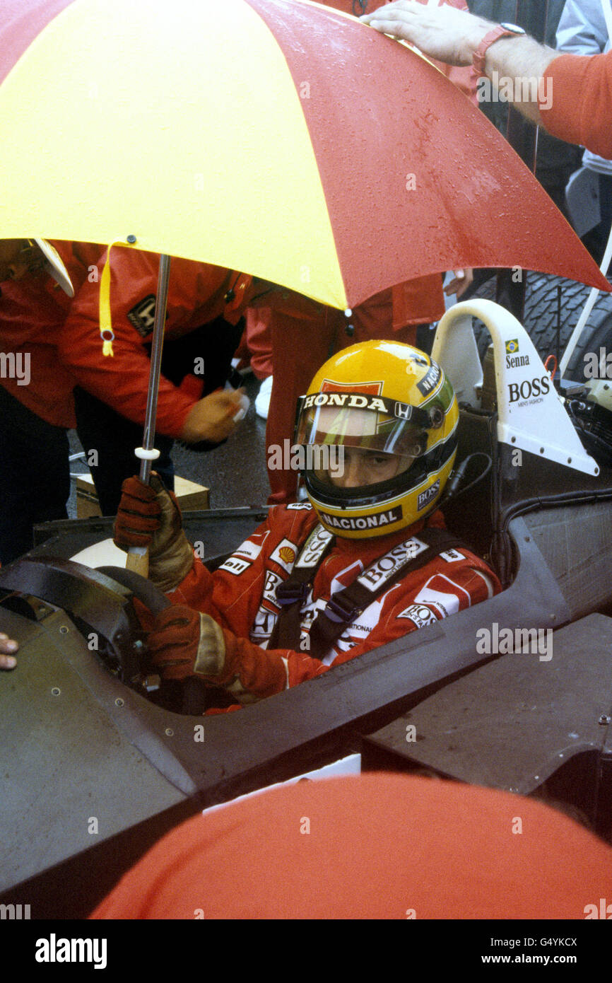 Formula uno Motor Racing - Gran Premio di Gran Bretagna - Silverstone. Ayrton Senna, McLaren-Honda Foto Stock
