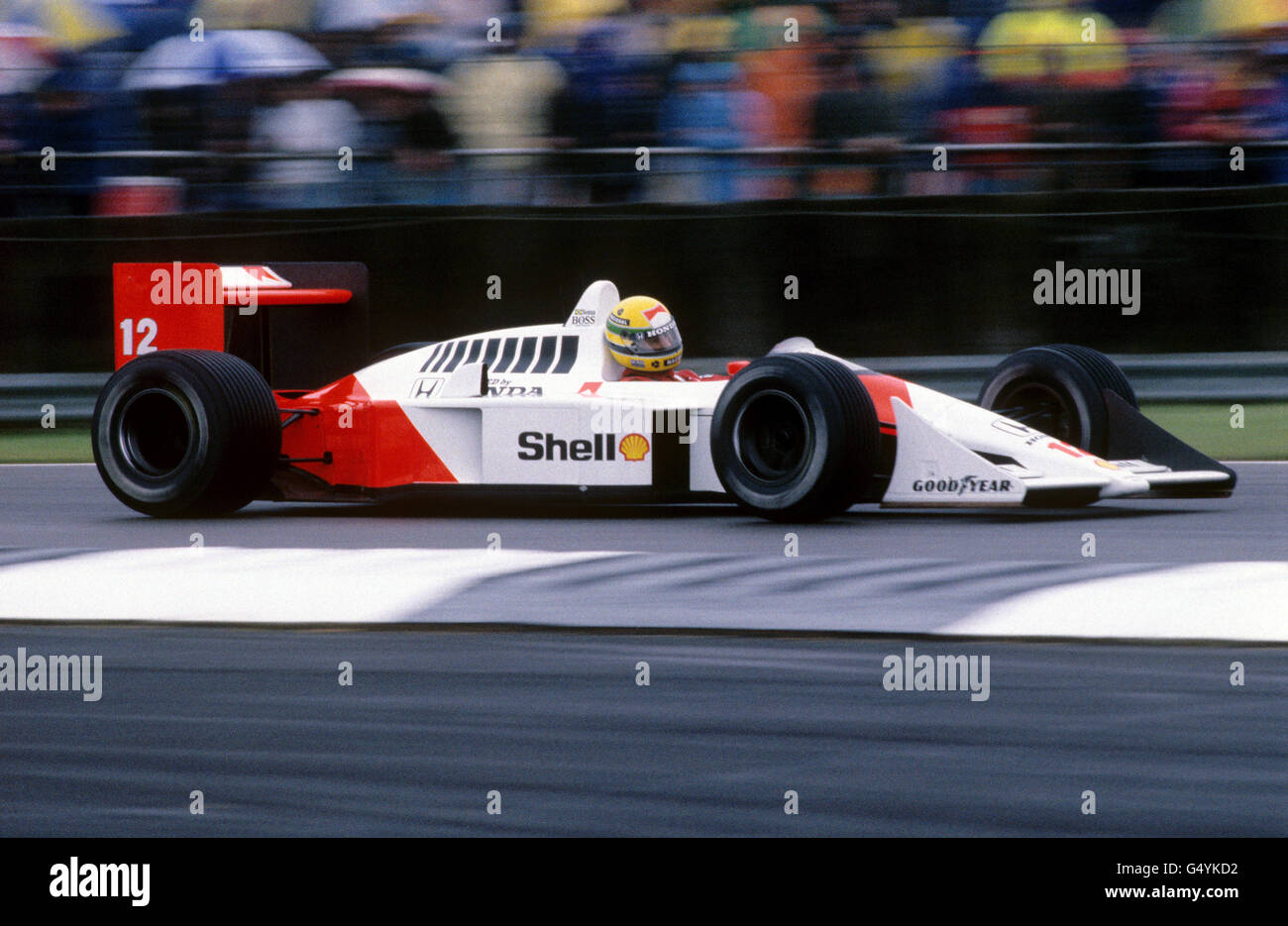 Formula uno Motor Racing - Gran Premio di Gran Bretagna - Silverstone. Ayrton Senna, McLaren-Honda Foto Stock