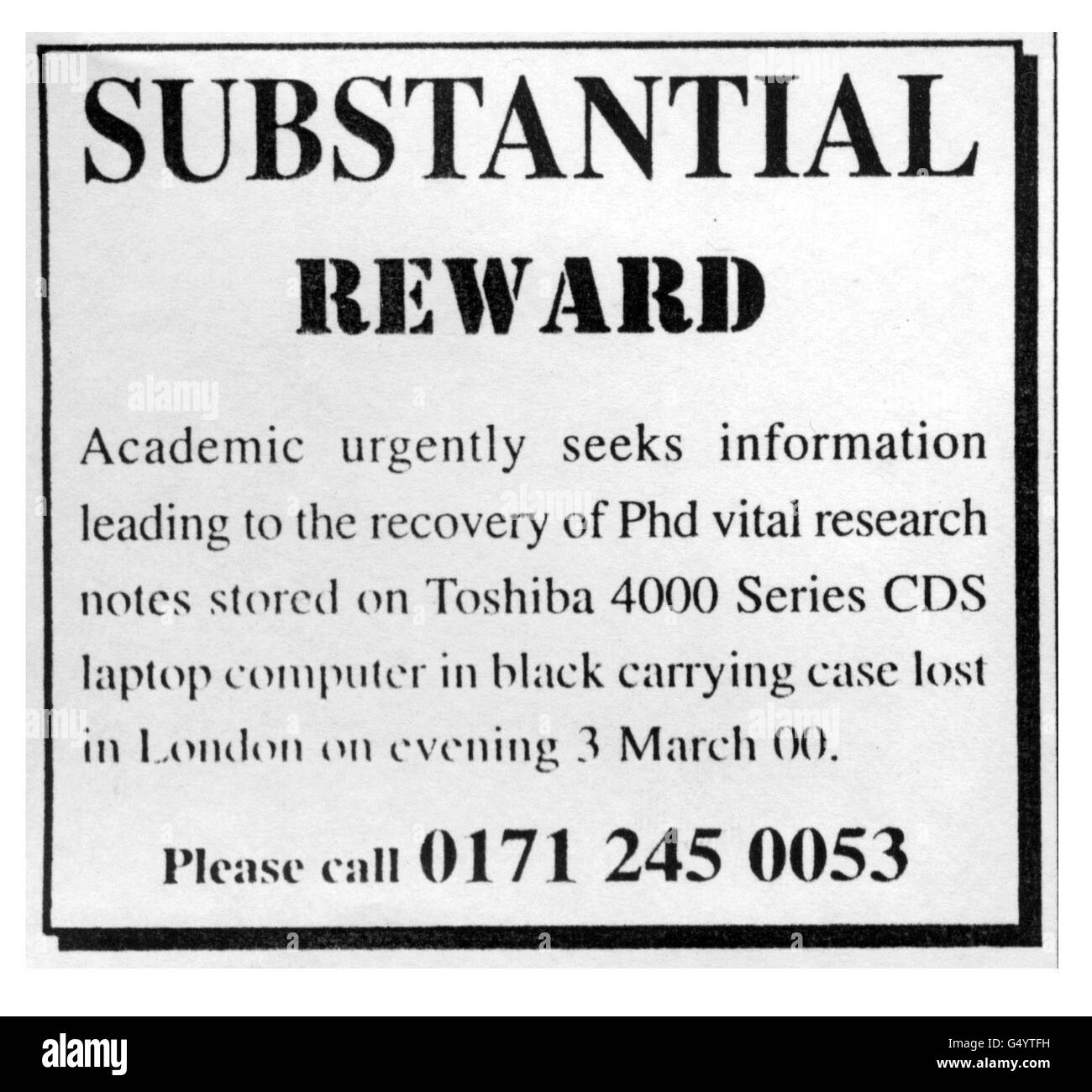 Perso MI6 Pubblicità Laptop Foto Stock