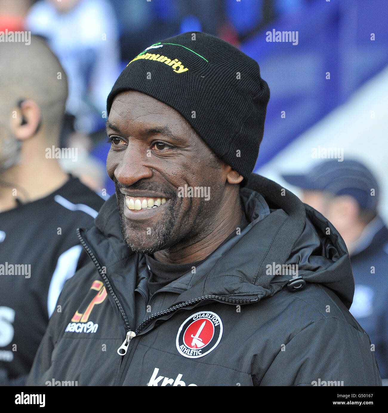 Chris Powell, direttore di Charlton Athletic, durante la partita della Npower Football League One al Prenton Park, Wirral. Foto Stock