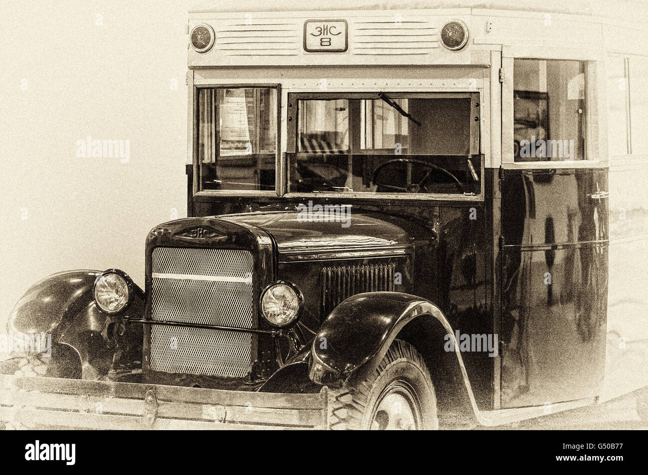 Zè 8, città sovietica bus sul telaio lungo eè-11,automobili, Russia, anno 1934, URSS, illustrazioni, foto Foto Stock